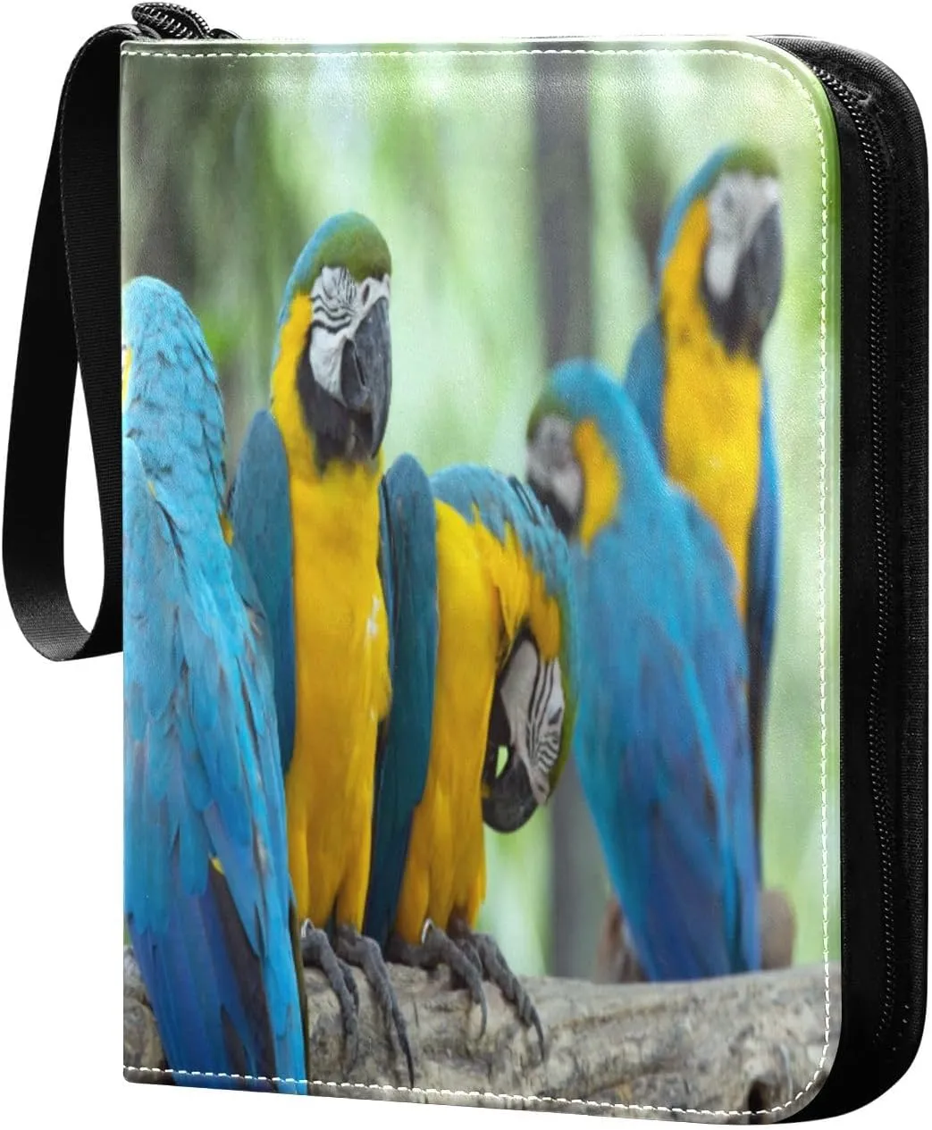 Card Binder 400 Pockets Trading Card Binder Holder with 50 Removable Sleeves,Card Binder Album with Zipper Portable Card Folder for Baseball Football Games Sports Cards,Colorful Macaws Parrots
