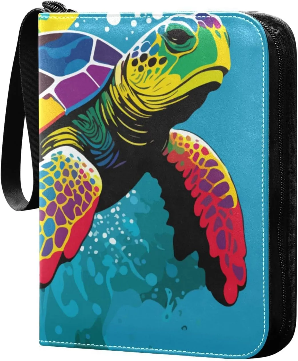 Card Binder Colorful Turtle Trading Card Album with 50 Removable Sleeves Fits 400 Cards