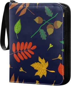 Cards Binder Autumn Colorful Leaves Trading Cards Album with 50 Removable Sleeves Fits 400 Cardss