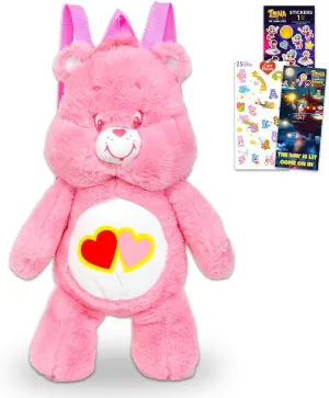 Care Bears Love-a-Lot Bear Plushie Set - Bundle with 17" Plush Doll with Carrying Straps Plus Stickers, More | Care Bears Stuffed Animal for Kids
