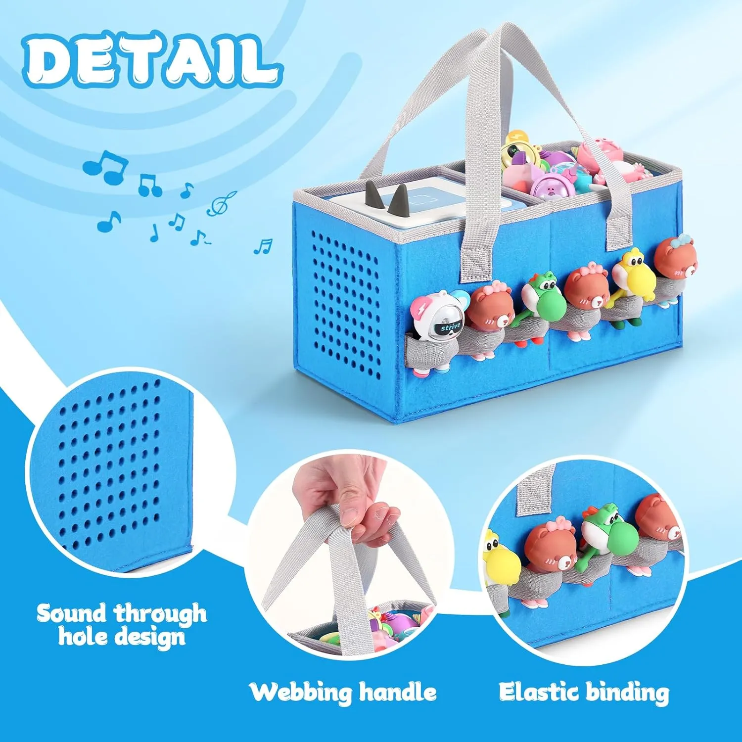 Carrying Case for Toniebox Starter Set and Tonies Figurines, Felt Organizer Travel Bag with Strap for Tonies Box, Travel Cloth Musical Toy Folding Bag for Toniebox Accessories