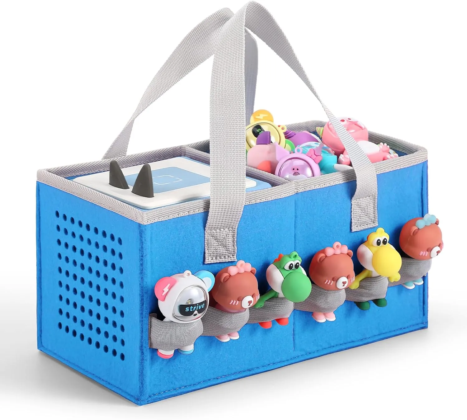 Carrying Case for Toniebox Starter Set and Tonies Figurines, Felt Organizer Travel Bag with Strap for Tonies Box, Travel Cloth Musical Toy Folding Bag for Toniebox Accessories