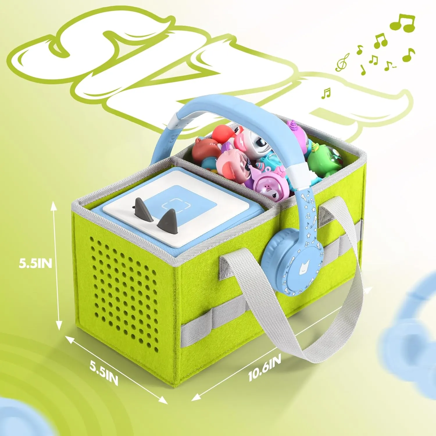 Carrying Case for Toniebox Starter Set and Tonies Figurines, Felt Organizer Travel Bag with Strap for Tonies Box, Travel Cloth Musical Toy Folding Bag for Toniebox Accessories