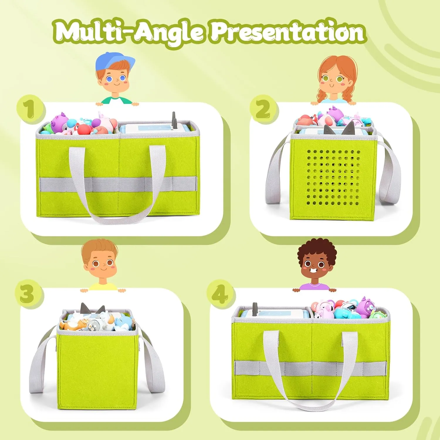 Carrying Case for Toniebox Starter Set and Tonies Figurines, Felt Organizer Travel Bag with Strap for Tonies Box, Travel Cloth Musical Toy Folding Bag for Toniebox Accessories