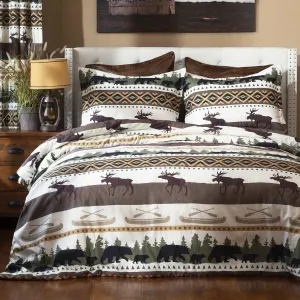 CARSTENS, INC. Rustic Cabin Lodge Comforter Set King - Outdoor Themed Striped Bedding Set, 3 Pieces Bed Set