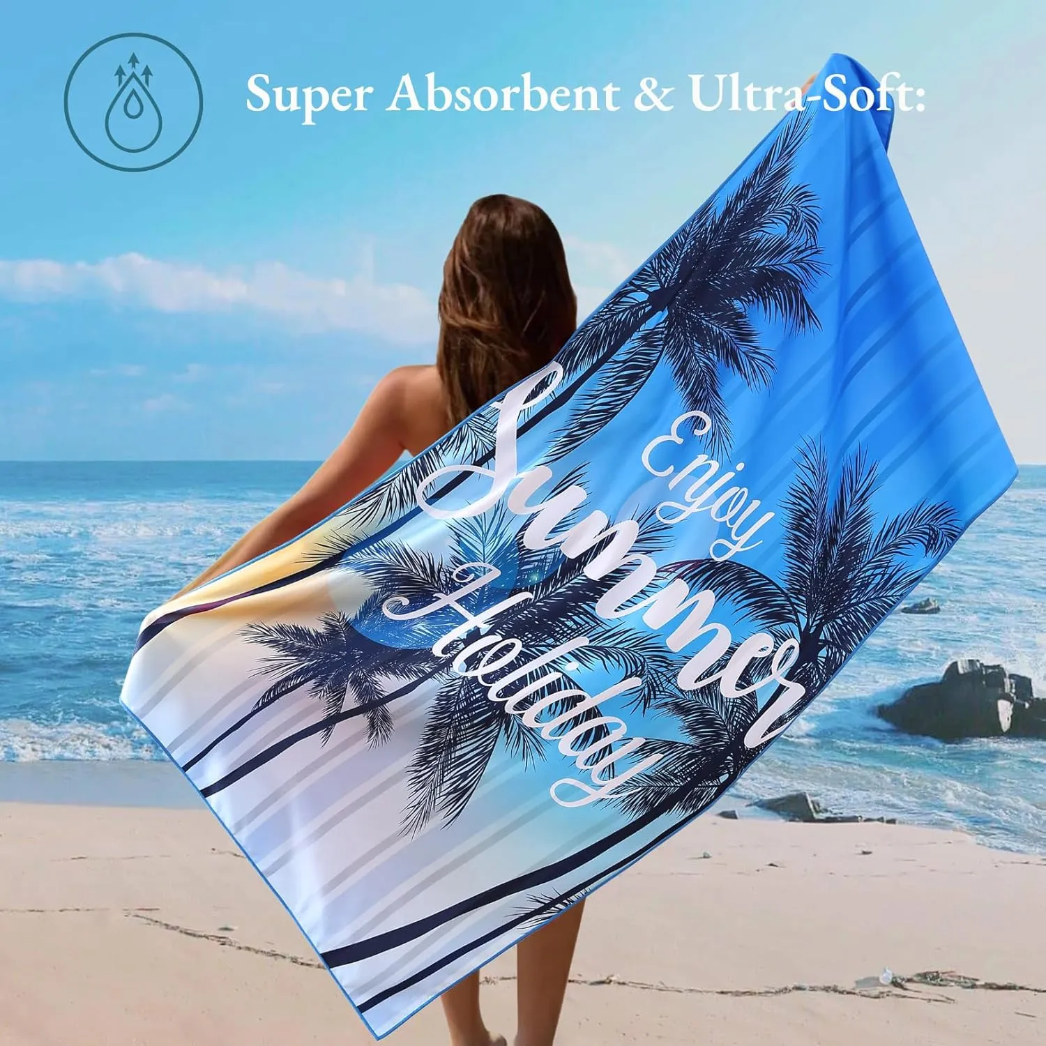 Casa Platino Beach Towel Set of 6 – Extra Large 71"x32" Sand Free Microfiber Towels, Quick Dry & Lightweight with Double-Sided Prints, Mesh Bag Included, Beach Bag Essentials for Travel – Maslin
