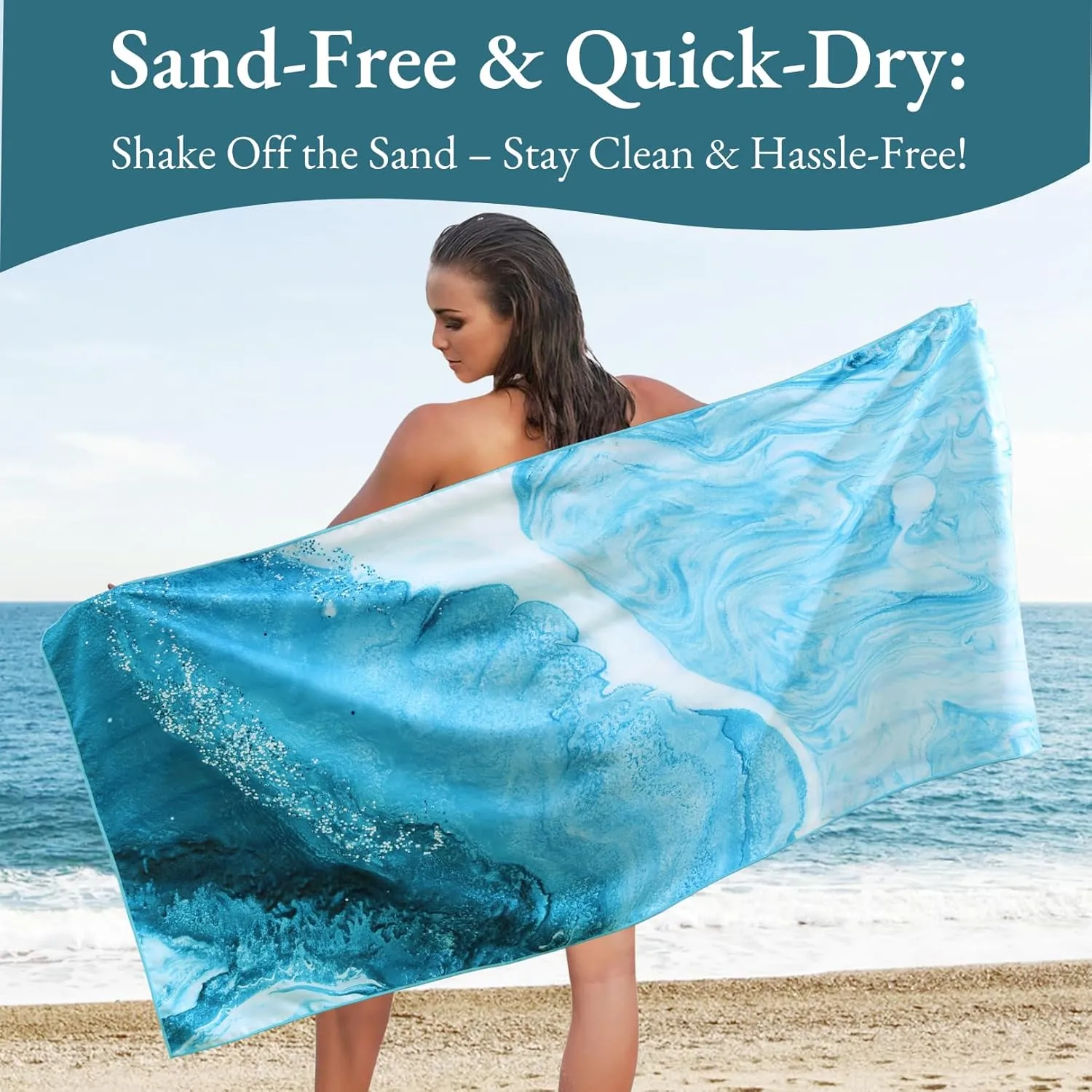 Casa Platino Beach Towel Set of 6 – Extra Large 71"x32" Sand Free Microfiber Towels, Quick Dry & Lightweight with Double-Sided Prints, Mesh Bag Included, Beach Bag Essentials for Travel – Maslin