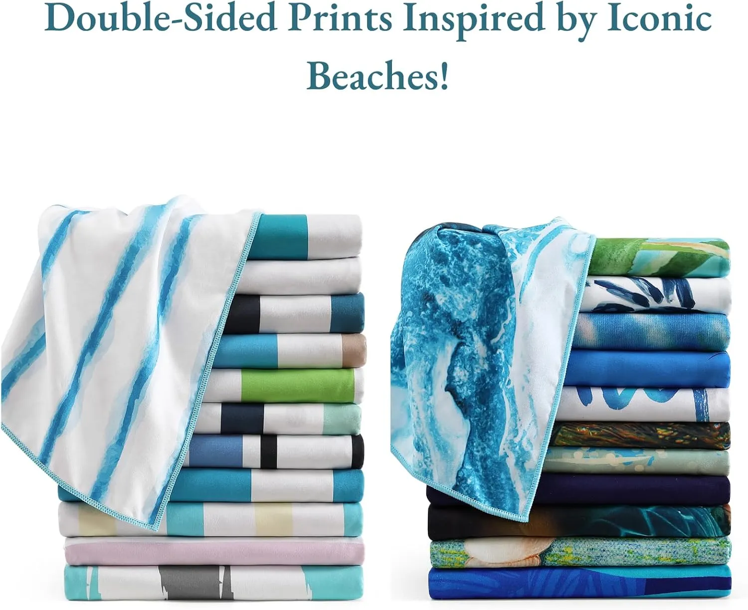 Casa Platino Beach Towel Set of 6 – Extra Large 71"x32" Sand Free Microfiber Towels, Quick Dry & Lightweight with Double-Sided Prints, Mesh Bag Included, Beach Bag Essentials for Travel – Maslin