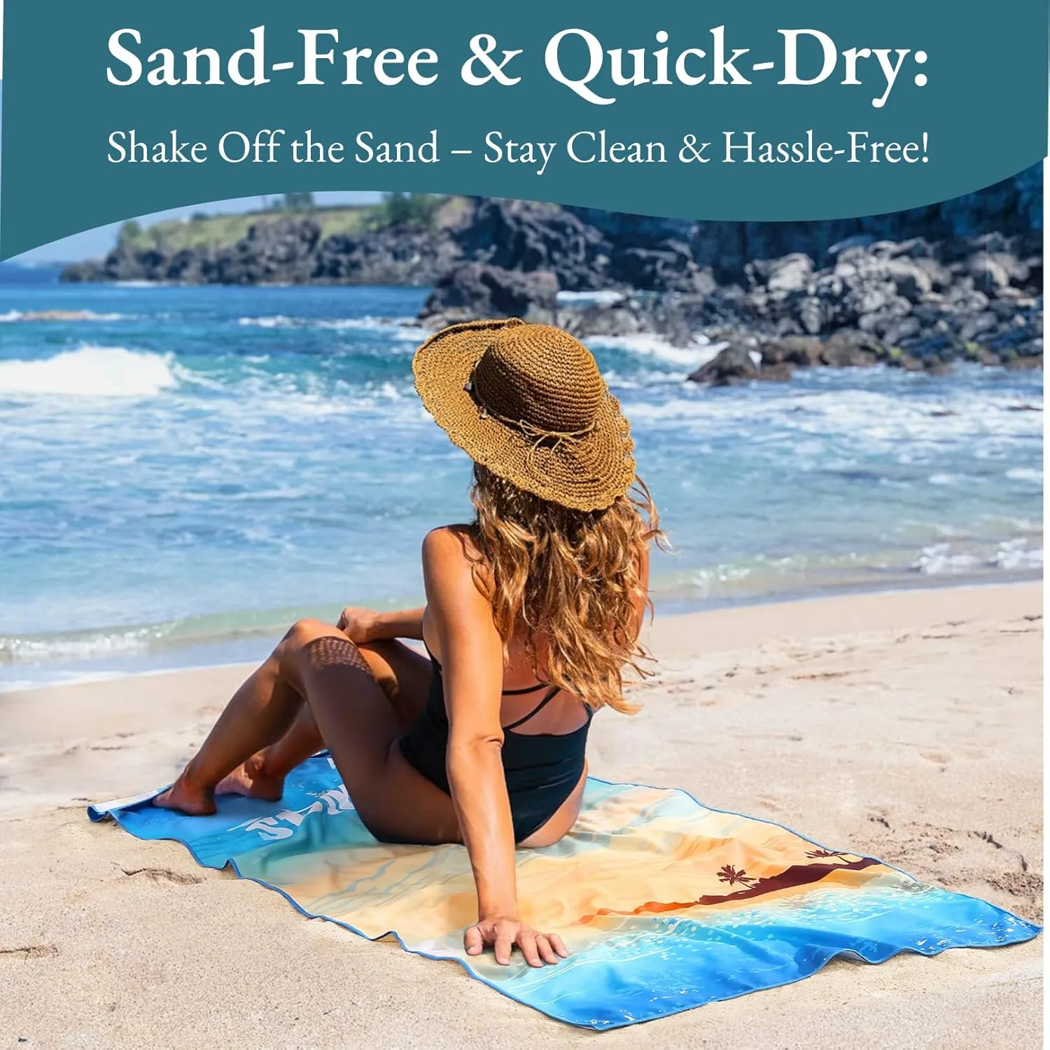 Casa Platino Beach Towels 4 Pack - 32"x71" Quick Dry Sand Free Microfiber Beach Towel with Beach Bag, Summer Print for Pool & Travel, Dual Sided Print, Lightweight Compact Swimming Towel Set - Palm