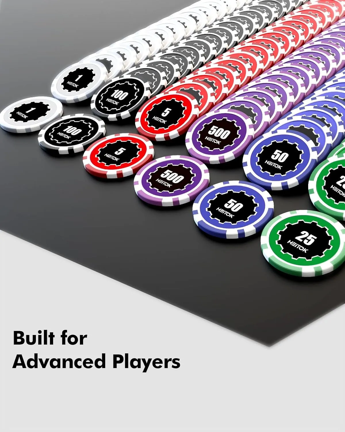 Casino Poker Set with Numbered Chips 500-Piece for Card Board Game, 11.5 Gram with Playing Cards Waterproof for Texas Hold'em, Blackjack Gambling, Card Club or Late Night Poker Games