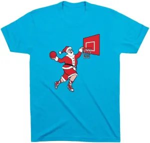 ChalkTalkSPORTS Basketball Slam Dunk Santa Tee | Short Sleeve Basketball T-Shirt | Youth and Adult Sizes