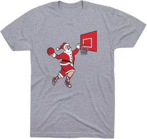ChalkTalkSPORTS Basketball Slam Dunk Santa Tee | Short Sleeve Basketball T-Shirt | Youth and Adult Sizes