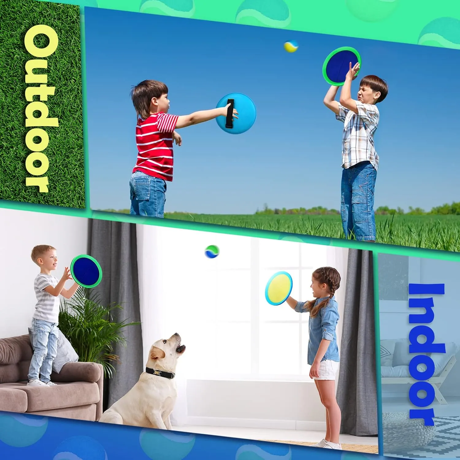 Charniol Kids Toys Toss and Catch Game Set 12 Paddles 6 Balls Beach Game Outdoor Ball Sports Games Toss and Catch Ball Set with Paddles Ball Nylon Catch Toys for Kids Adults
