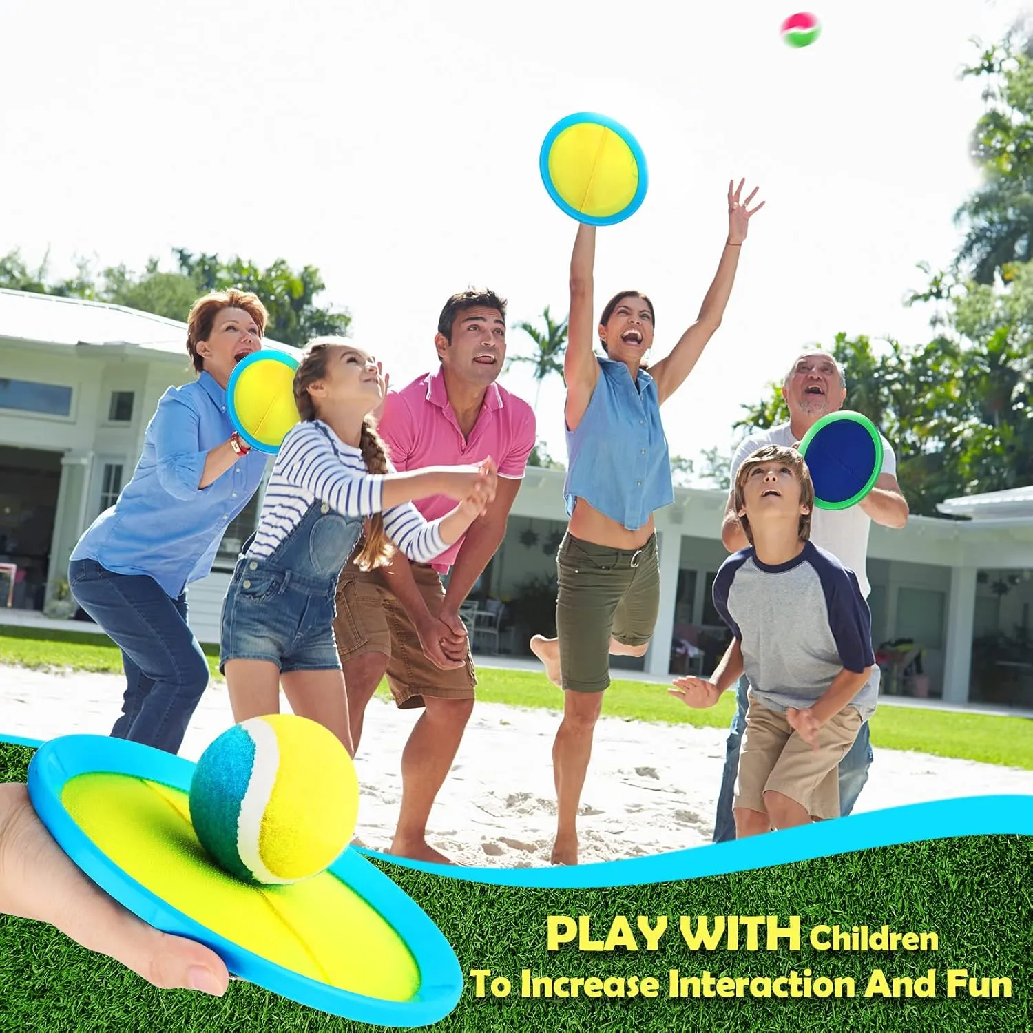 Charniol Kids Toys Toss and Catch Game Set 12 Paddles 6 Balls Beach Game Outdoor Ball Sports Games Toss and Catch Ball Set with Paddles Ball Nylon Catch Toys for Kids Adults