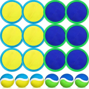 Charniol Kids Toys Toss and Catch Game Set 12 Paddles 6 Balls Beach Game Outdoor Ball Sports Games Toss and Catch Ball Set with Paddles Ball Nylon Catch Toys for Kids Adults