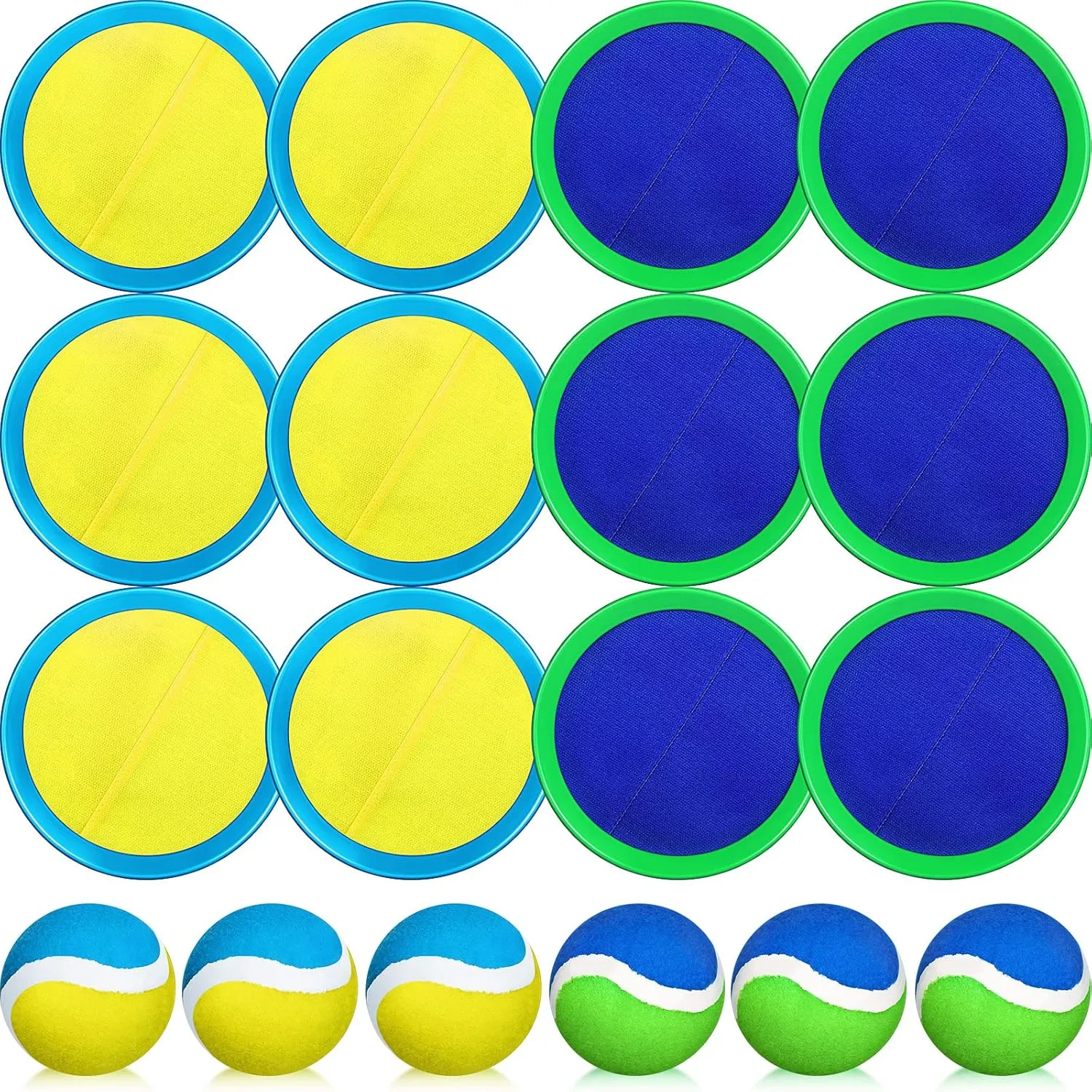Charniol Kids Toys Toss and Catch Game Set 12 Paddles 6 Balls Beach Game Outdoor Ball Sports Games Toss and Catch Ball Set with Paddles Ball Nylon Catch Toys for Kids Adults
