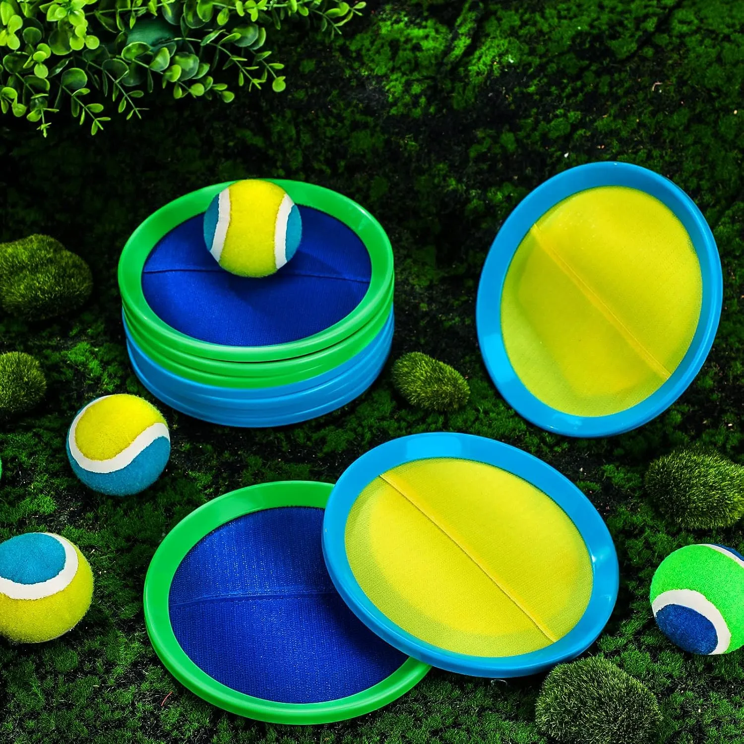 Charniol Kids Toys Toss and Catch Game Set 12 Paddles 6 Balls Beach Game Outdoor Ball Sports Games Toss and Catch Ball Set with Paddles Ball Nylon Catch Toys for Kids Adults