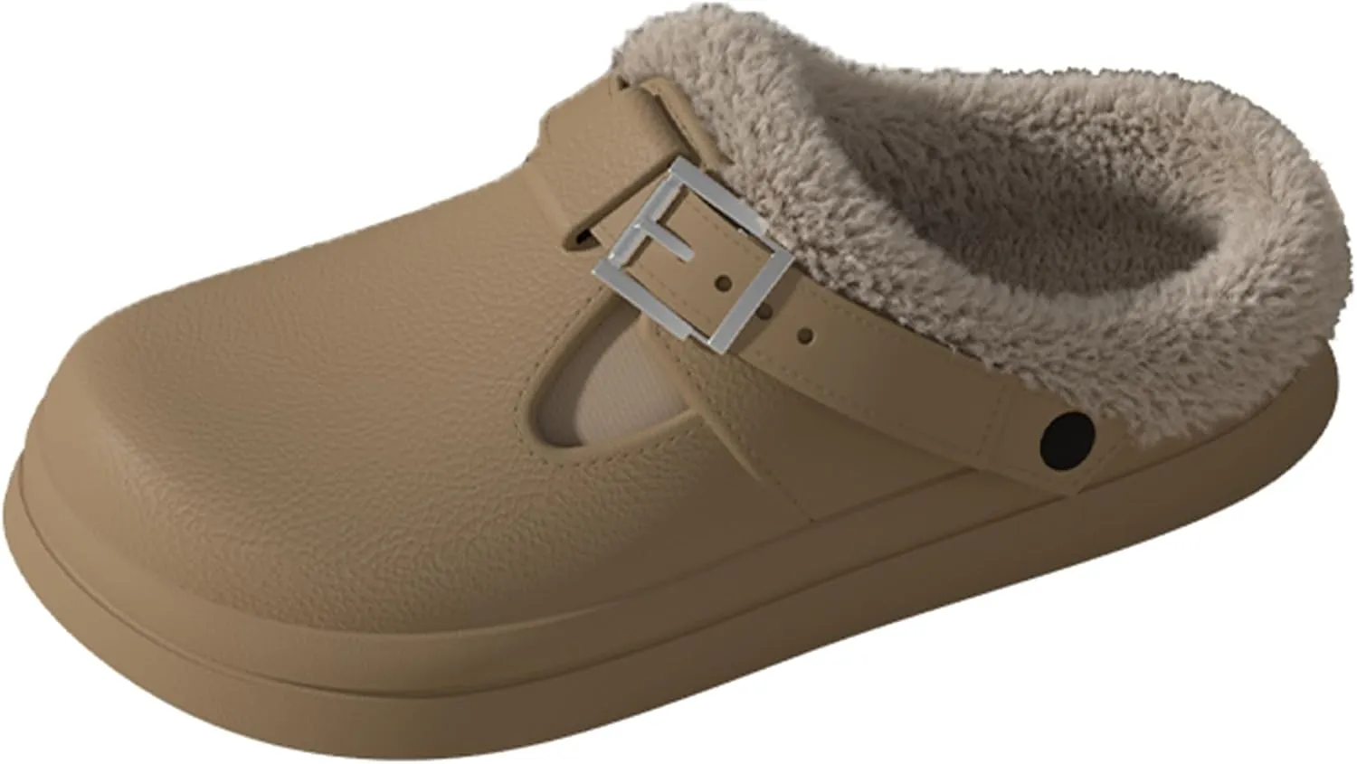 ChayChax Women’s Fur Lined Clogs Waterproof Warm Fuzzy Slippers for Indoor Outdoor with Adjustable Buckle