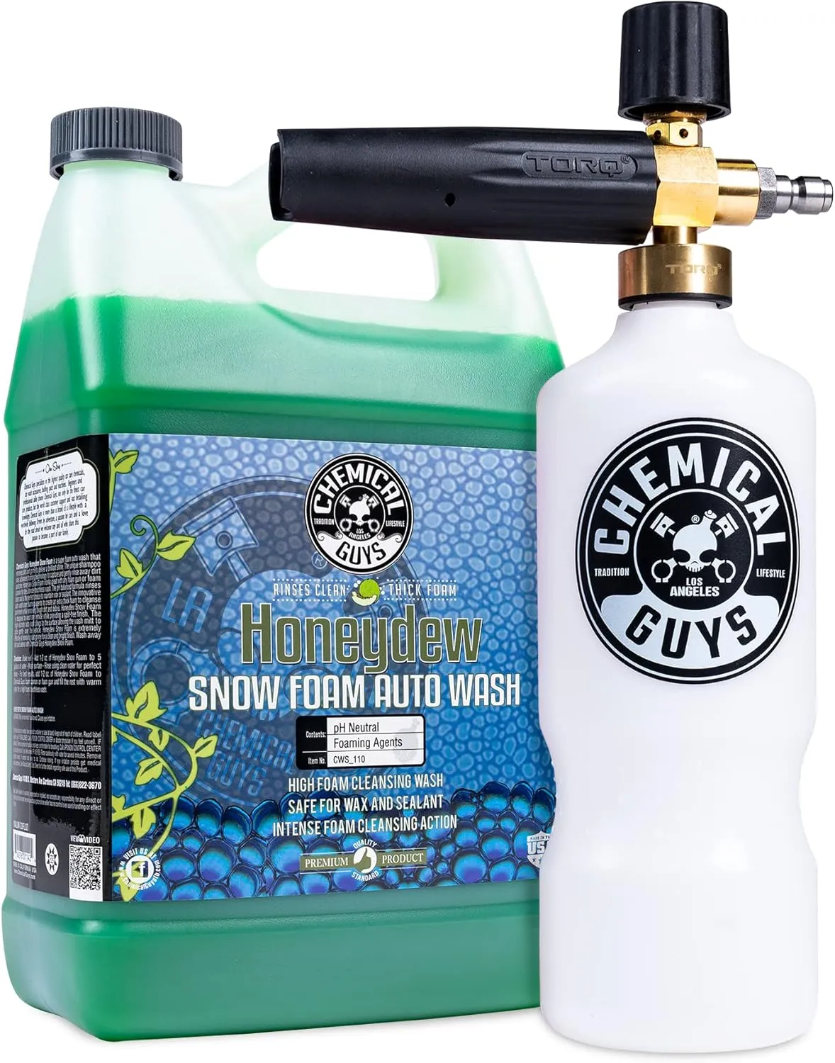 Chemical Guys EQP_312 TORQ Professional Max Foam 8 Cannon & Honey Dew Snow Foam Soap Kit, Safe for Cars, Trucks, SUVs, RVs & More, 128 fl oz (1 Gallon)