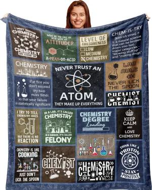 Chemistry Gifts for Women/Men, Best Chemistry Teacher/Students Gift, Birthday/Graduation Gift for Chemisrty Lover, Science Blanket 60X50in