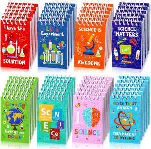 Cindeer Science Party Mini Notebooks Science Spiral Portable Notepads Bag Stuffers with 8 Designs Teacher Classroom Reward Supply for Boys Girls Planet Birthday Theme Party Favor(24 Pieces)