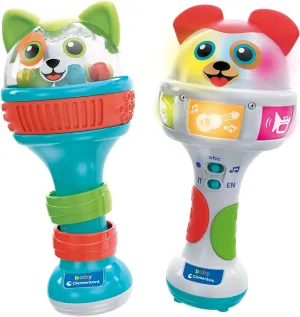 Clementoni Baby Maracas Puppy Friends - 2 Maracas for 6 Months, Early Childhood Musical Game, Percussion to Shake Like a Rattle, Interactive Electronic Musical Instrument, 17985