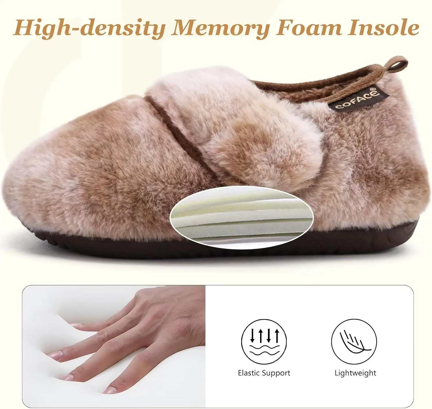 COFACE Women House Slippers Memory Foam Fluffy Slippers Ladies House Shoes Indoor Outdoor