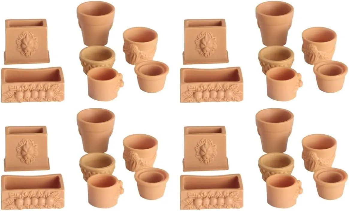 COHEALI 28 Pcs Dollhouse Flower Dollhouse Planter Miniature Clay pots Mini Flower Terra Cotta pots Pot Miniature Simulation