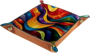Colorful Abstract River Stacking Jewelry Organizer Trays, Small Desk Drawer Organizer Tray for Earrings, Bracelets, Rings, and More, 16x16cm, snh-001