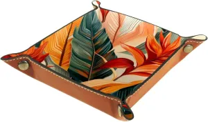 Colorful Tropical Leaves Stacking Jewelry Organizer Trays, Small Desk Drawer Earring and Bracelet Tray