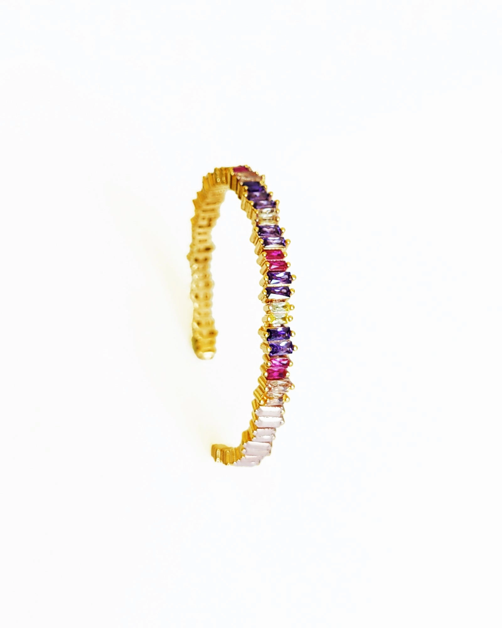 Colorful Baguette Stone Silver Bracelet, Colorful Stone Bangles