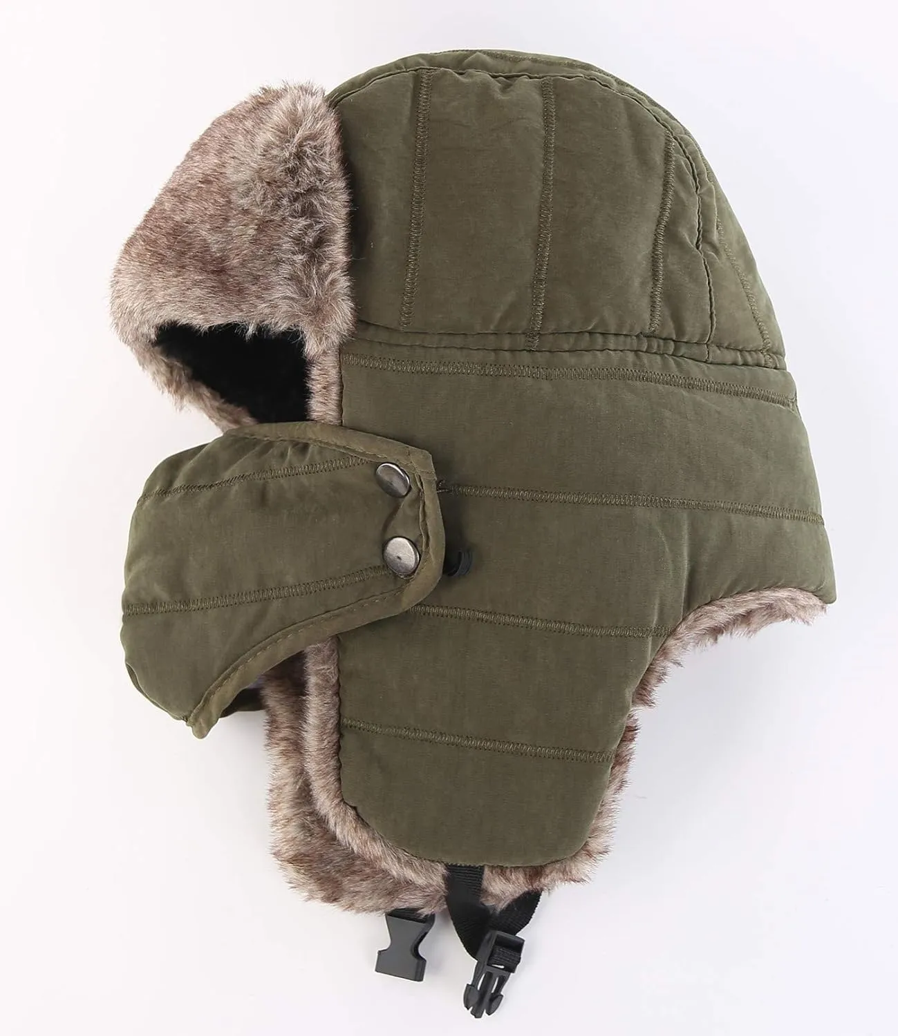 Connectyle Men's Trooper Trapper Hat Warm Winter Hats with Removable Face Mask Earflaps Faux Fur Hunting Outdoor Hat
