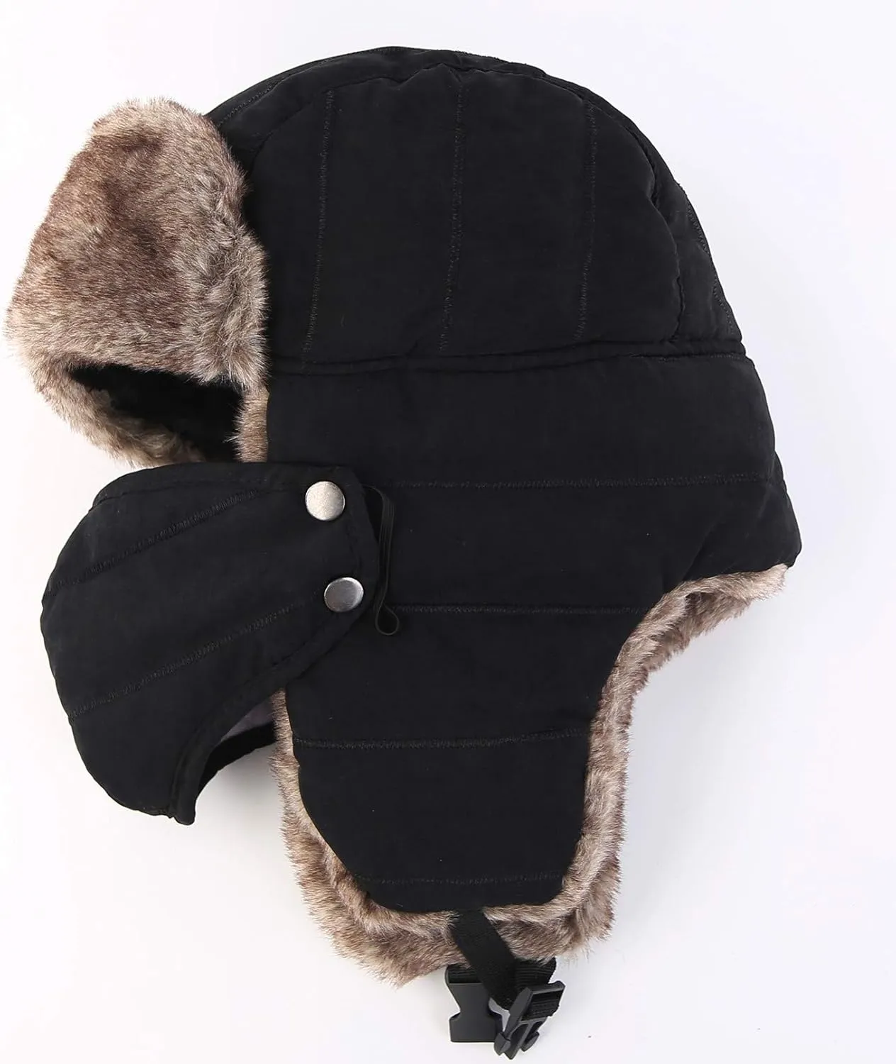 Connectyle Men's Trooper Trapper Hat Warm Winter Hats with Removable Face Mask Earflaps Faux Fur Hunting Outdoor Hat