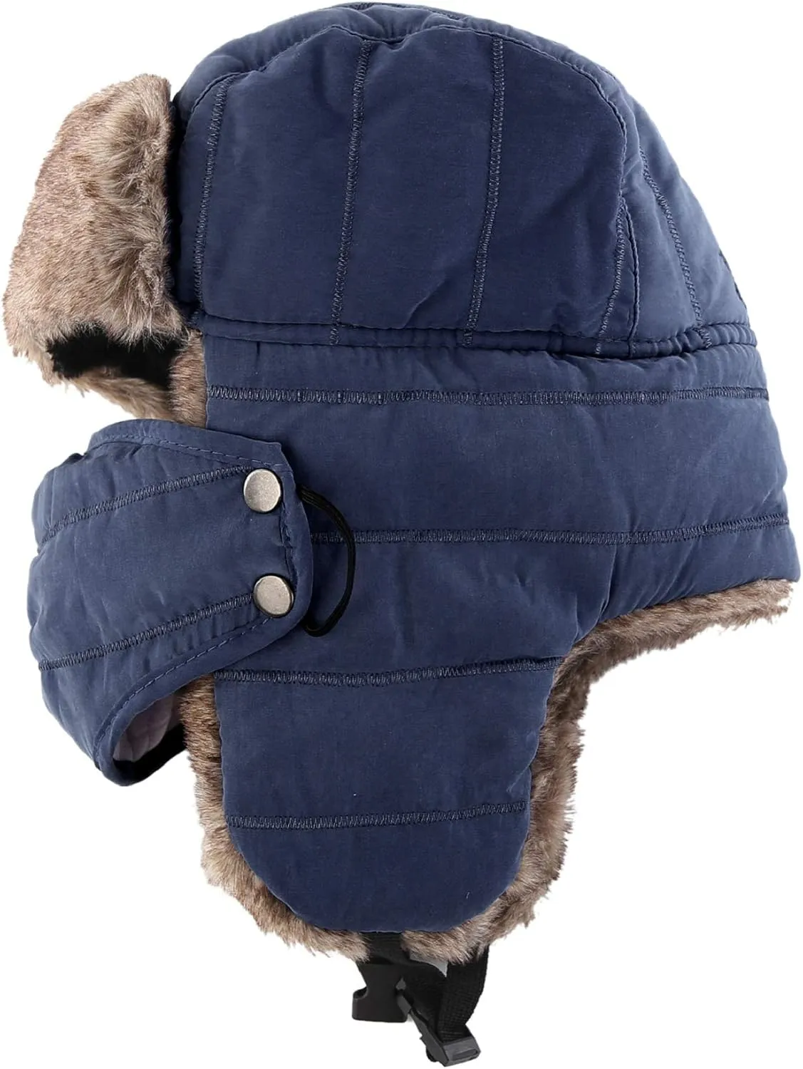 Connectyle Men's Trooper Trapper Hat Warm Winter Hats with Removable Face Mask Earflaps Faux Fur Hunting Outdoor Hat