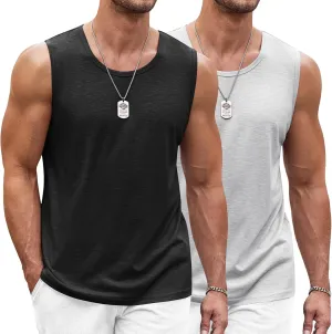 COOFANDY Men's Workout Tank Top 2 Pack Casual Soft Sleeveless Gym Muscle Shirts Bodybuilding Tee