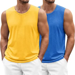 COOFANDY Men's Workout Tank Top 2 Pack Casual Soft Sleeveless Gym Muscle Shirts Bodybuilding Tee