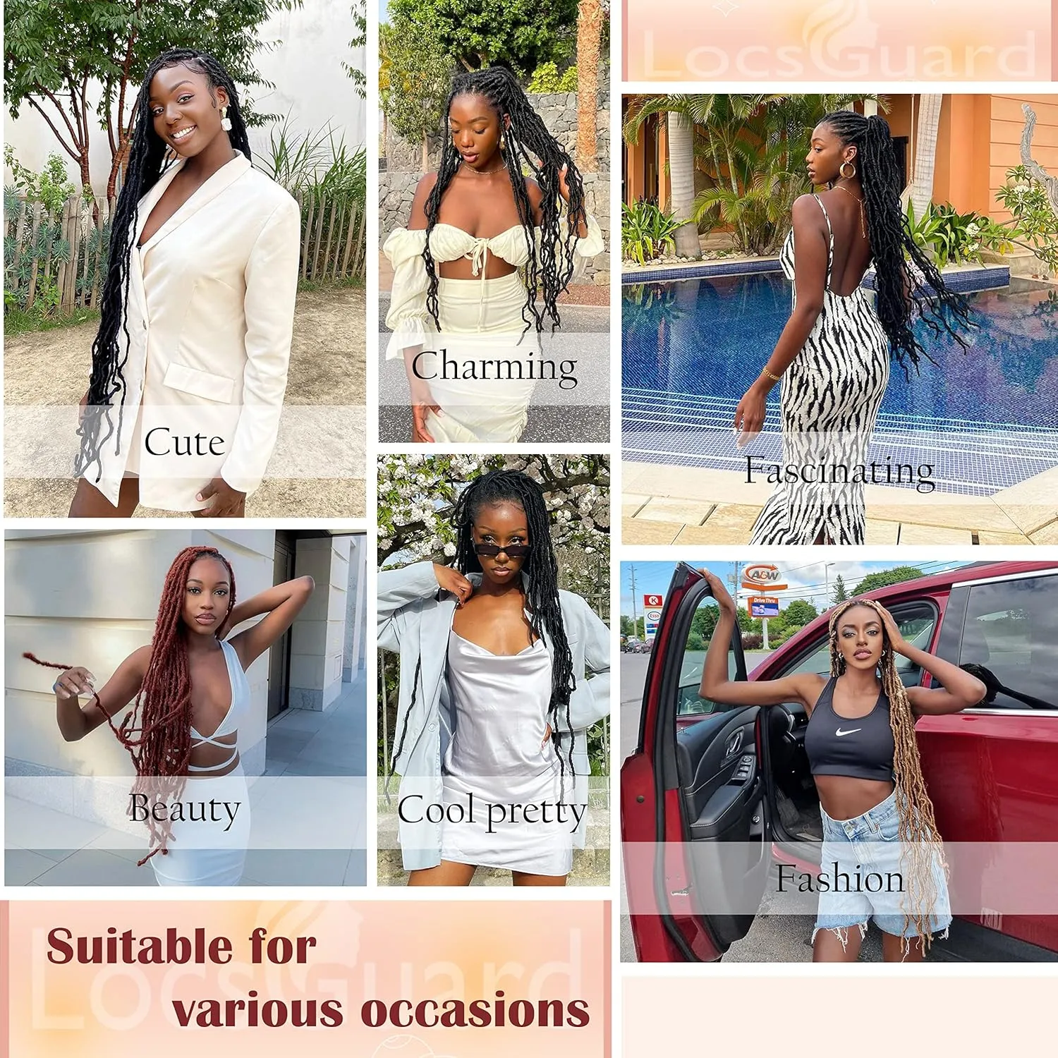 Corchet Hair Pink Soft Locs 18 in 2 Packs LightWeight Faux Locs Crochet Hair Natural Braiding Hair Pink Locs Crochet Hair For Black Women Goddess Locs Crochet Hair (18 Inch, 2packs, Pink)