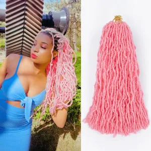 Corchet Hair Pink Soft Locs 18 in 2 Packs LightWeight Faux Locs Crochet Hair Natural Braiding Hair Pink Locs Crochet Hair For Black Women Goddess Locs Crochet Hair (18 Inch, 2packs, Pink)