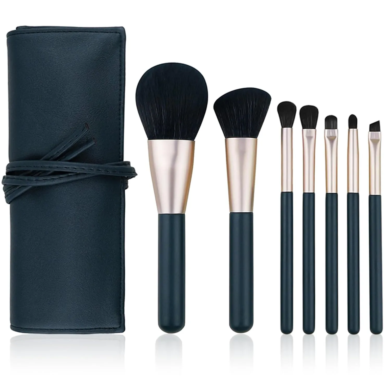 Cosmetic Makeup Brushes Set, Professional Make up Set, Premium Brush Kit tools, Soft Synthetic Hair Makeup Brushes for Face, Cheek, & Eye Makeup, with PU Bag (Dark Green,7 Pcs)
