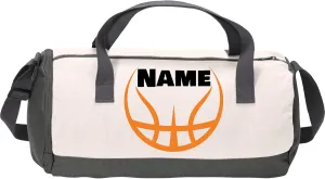Cotton Sports Duffel Bag with Multiple Different Sport Design Choices (Graphite/Soft White, Basketball)