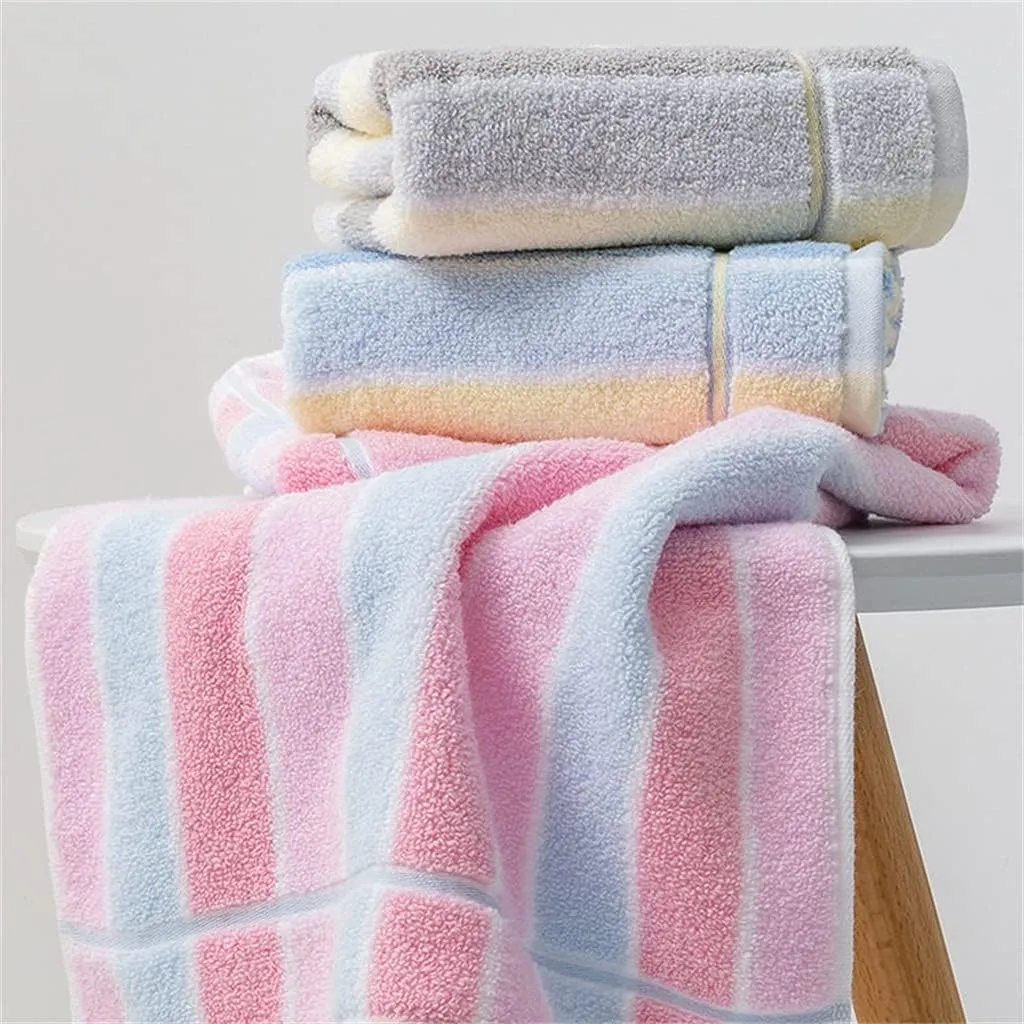 Cotton Towels 2 Packs of Soft Absorbent and Quick-Drying Towels for face-Washing Men and Women Couples(E)