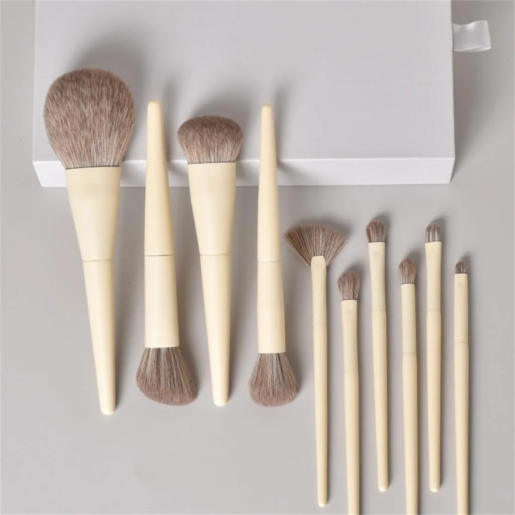CSCDD 10pcs Makeup Brush Set Soft Fiber Brush Hair Loose Powder Foundation Blush Highlighter Brush Beauty Tools