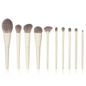 CSCDD 10pcs Makeup Brush Set Soft Fiber Brush Hair Loose Powder Foundation Blush Highlighter Brush Beauty Tools