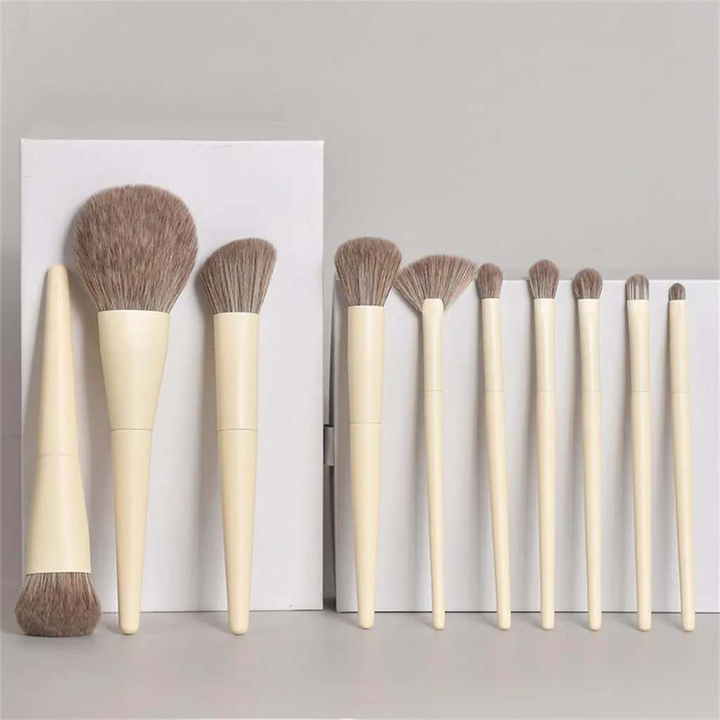 CSCDD 10pcs Makeup Brush Set Soft Fiber Brush Hair Loose Powder Foundation Blush Highlighter Brush Beauty Tools
