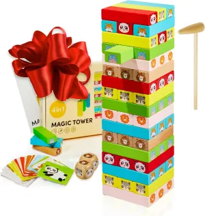 CUBIDI® Original Wooden Stacking Tumbling Tower Game That Promotes Development & Motor Skills of Toddlers Block Game for Children & Adults and Family