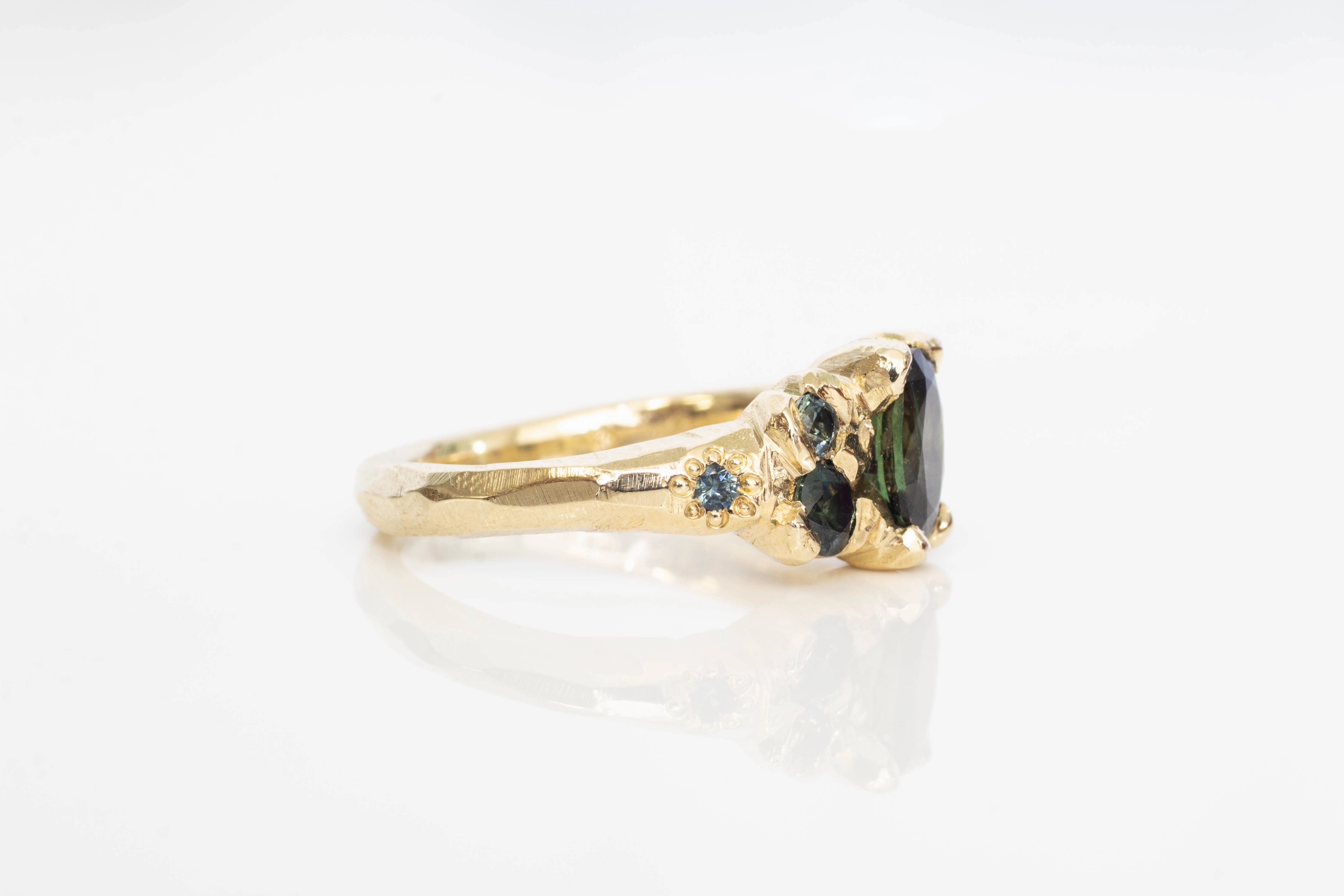 Cumulus Ring - 9ct Yellow Gold with Teal, Green and Magenta Sapphires