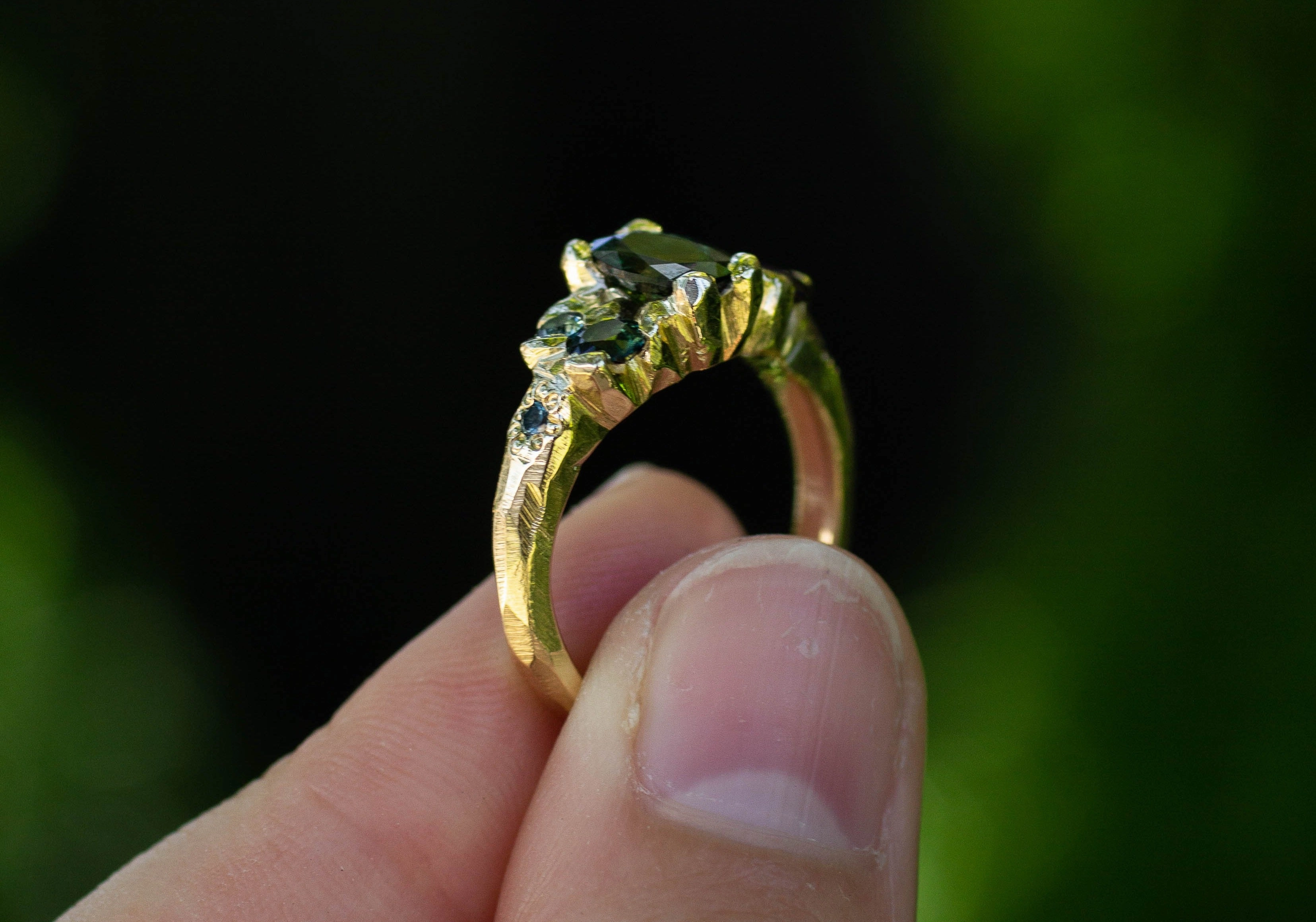 Cumulus Ring - 9ct Yellow Gold with Teal, Green and Magenta Sapphires