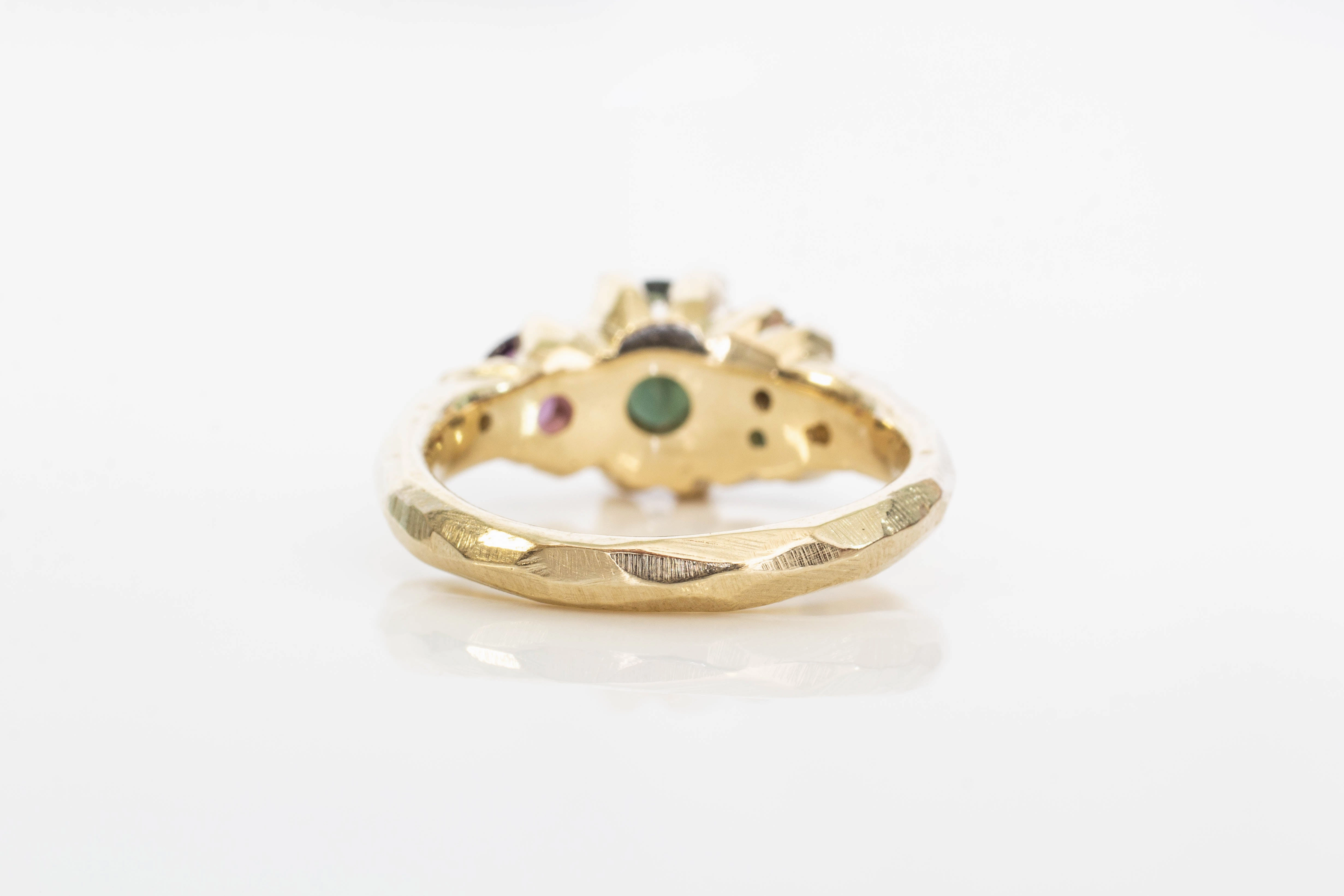 Cumulus Ring - 9ct Yellow Gold with Teal, Green and Magenta Sapphires
