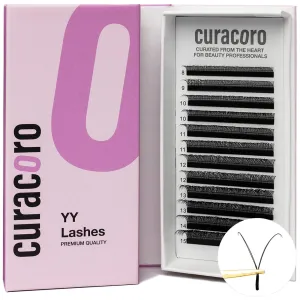 Curacoro YY Eyelashes Extensions - 2D Fans Volume Eyelashes | C CC D Curl | Thickness 0.05~0.07mm | 8-15mm Length Mixed Tray | Full Fluffy Volume Look | Long Lasting & Easy Application