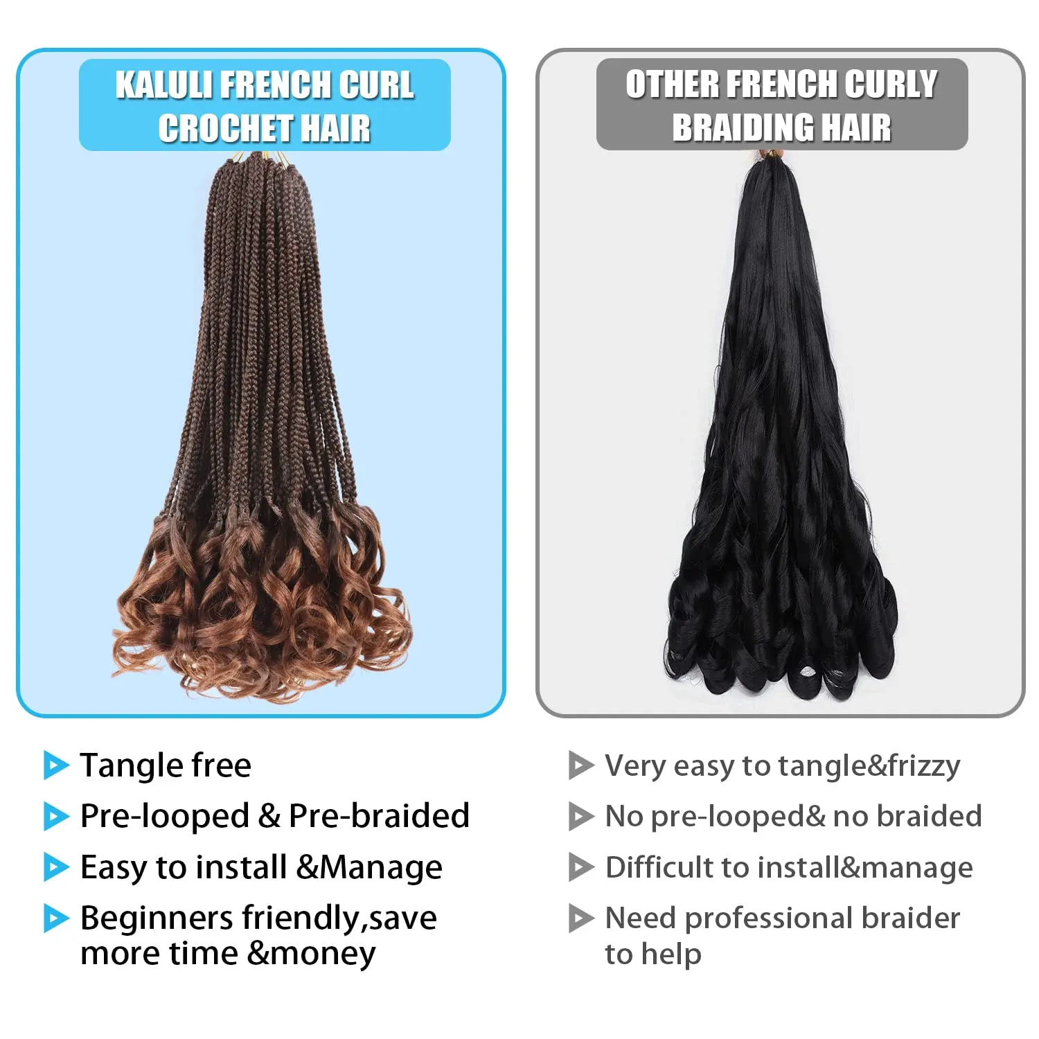 Curly Crochet Hair Box Braids - 14 Inch Pre Looped French Curl Braiding Hair - T30 Black Brown Crochet Box Braids Extensions